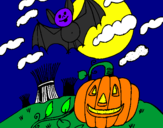 Disegno Halloween paesaggio pitturato su Martina C.