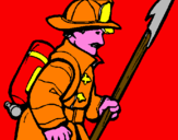 Disegno Pompiere  pitturato su Niccolò