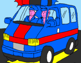 Disegno Ambulanza in servizio  pitturato su nicolò