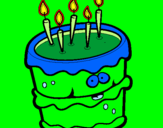 Disegno Torta di compleanno 2 pitturato su sofia