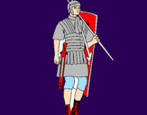 Disegno Soldato romano  pitturato su mattia