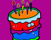 Disegno Torta di compleanno 2 pitturato su chiara