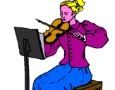 Disegno Dama violinista  pitturato su fede