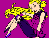 Disegno Principessa ninja  pitturato su seby