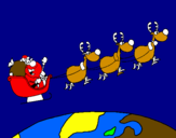 Disegno Babbo Natale che consegna i regali 3 pitturato su SAMUELE