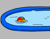 Disegno Palla in piscina pitturato su fabio