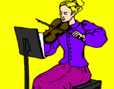 Disegno Dama violinista  pitturato su Sara Crisafulli