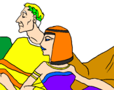 Disegno Cesare e Cleopatra  pitturato su miriam e andrea