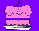 Disegno Torta di compleanno  pitturato su chiara
