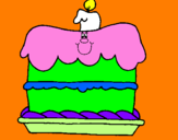 Disegno Torta di compleanno  pitturato su Marti