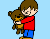 Disegno Ragazzo con teddy pitturato su bimbo e orsetto