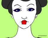 Disegno Viso di Geisha pitturato su alice  