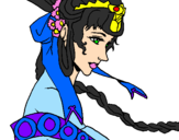 Disegno Principessa cinese pitturato su giova