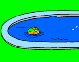 Disegno Palla in piscina pitturato su pegghi