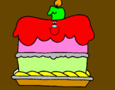 Disegno Torta di compleanno  pitturato su CLOE