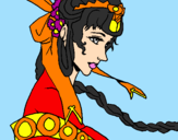 Disegno Principessa cinese pitturato su lilly