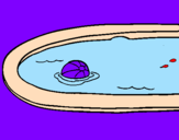 Disegno Palla in piscina pitturato su SARA