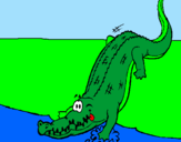 Disegno Alligatore che entra nell'acqua  pitturato su vlad