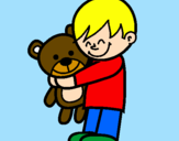Disegno Ragazzo con teddy pitturato su cristiano2001