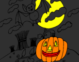 Disegno Halloween paesaggio pitturato su cristian