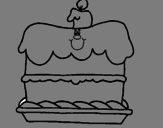 Disegno Torta di compleanno  pitturato su milena