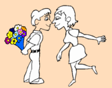 Disegno Coppia di innamorati  pitturato su elena dolci 2004