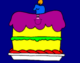 Disegno Torta di compleanno  pitturato su BEA