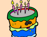 Disegno Torta di compleanno 2 pitturato su carmen a vip