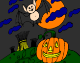 Disegno Halloween paesaggio pitturato su SAMUELE