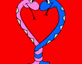 Disegno Serpenti innamorati  pitturato su Elena