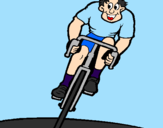 Disegno Ciclista con il berretto  pitturato su serena borici