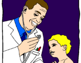 Disegno Medico con lo stetoscopio  pitturato su PIETRO