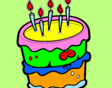 Disegno Torta di compleanno 2 pitturato su jony