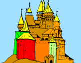 Disegno Castello medievale  pitturato su Gioele
