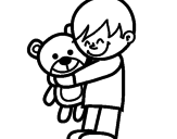 Disegno Ragazzo con teddy pitturato su ale