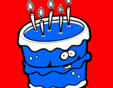 Disegno Torta di compleanno 2 pitturato su taila