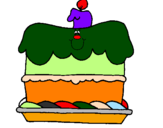 Disegno Torta di compleanno  pitturato su claudio
