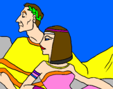Disegno Cesare e Cleopatra  pitturato su Alice