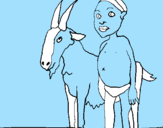 Disegno Bambino africano con una capra pitturato su taila