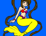 Disegno Sirena con le perle  pitturato su chiara