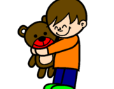 Disegno Ragazzo con teddy pitturato su NIKO