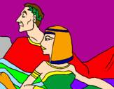 Disegno Cesare e Cleopatra  pitturato su alice