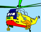 Disegno Elicottero di salvataggio  pitturato su Gabriele