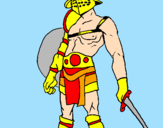 Disegno Gladiatore  pitturato su maia
