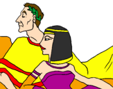 Disegno Cesare e Cleopatra  pitturato su pasqua