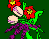 Disegno Mazzo di fiori pitturato su Fiorelli 