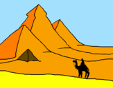 Disegno Paesaggio con le piramidi  pitturato su nadia