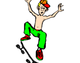 Disegno Skateboard pitturato su luca