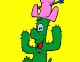 Disegno Cactus con il cappello  pitturato su Francesca