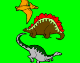 Disegno Tre specie di dinosauri  pitturato su nicholas